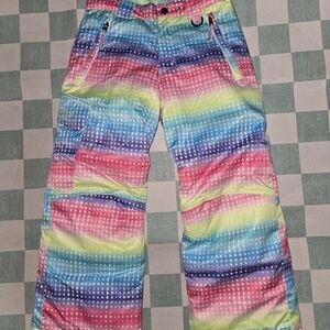 Colorful Striped Kids Size 7 Snow Pants